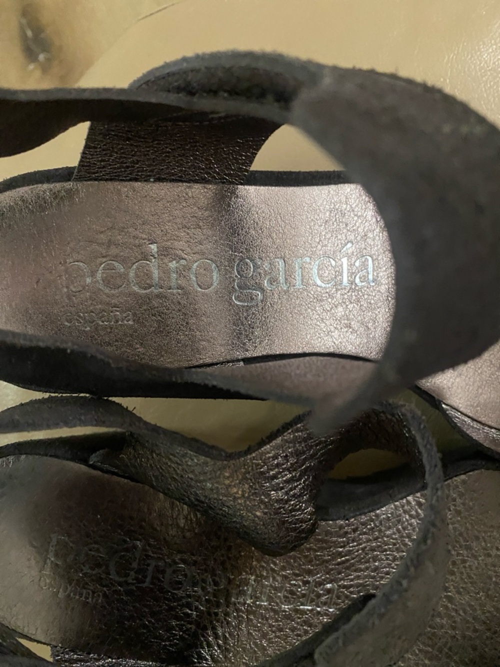 Pedro Garcia Espresso Brown Suede Leather Platform Wedge Sandals size 6.5 - Picture 2 of 7